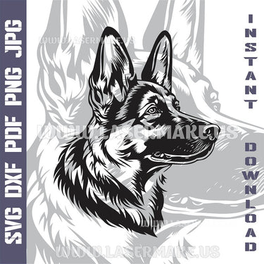 German Shepherd Laser and Cricut SVG Vector Files